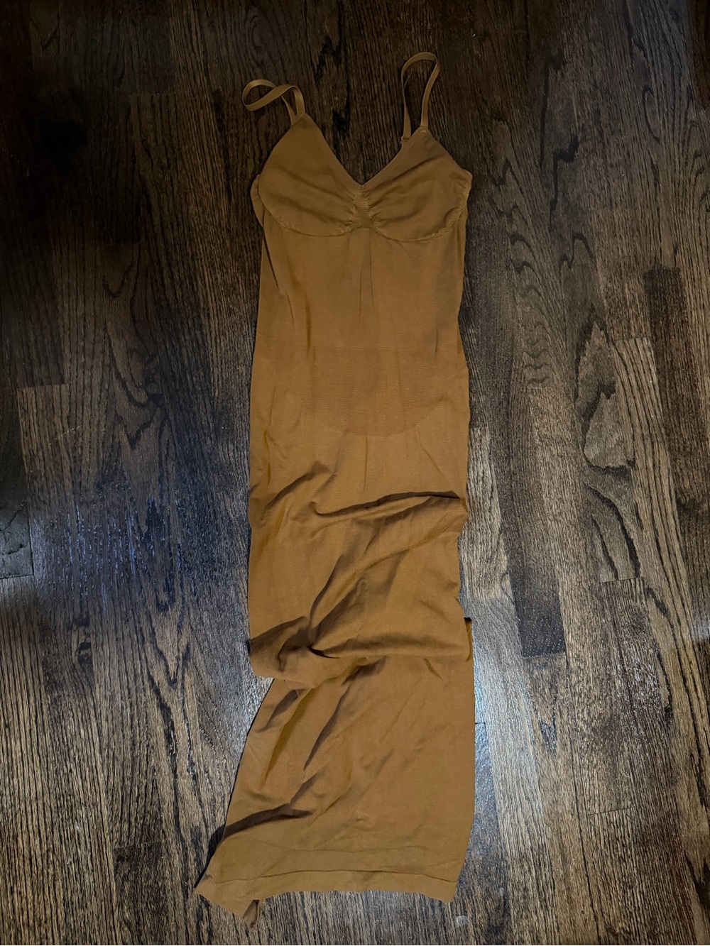 YITTY Spaghetti-Strap Maxi Dress in Mustard Brown